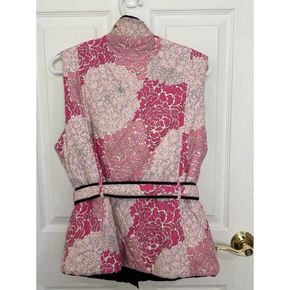 Lilly Pulitzer Reversible Floral Print Black Quilted Puffer Vest Size Medium - Picture 5 of 7